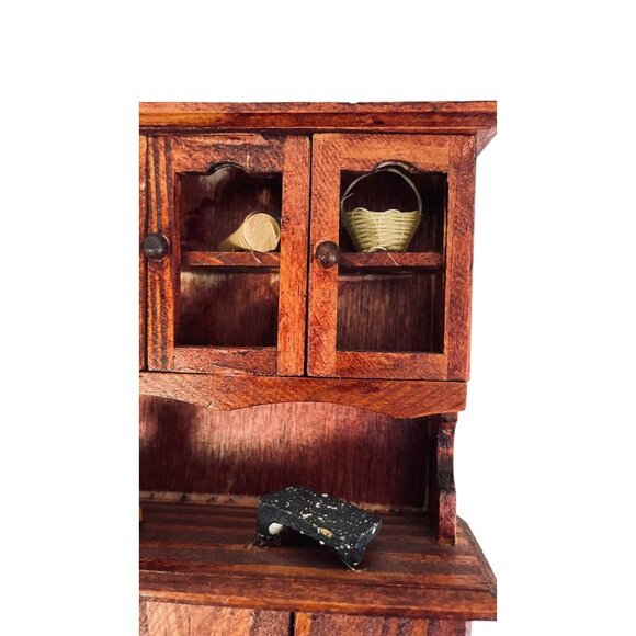 Vintage Handmade Miniature Kitchen Cabinet Chest Primitive Doll House 4"x 5.5" - Picture 11 of 16